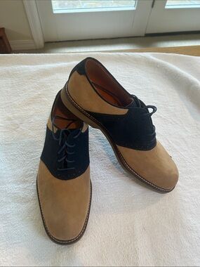 Men's Nordstrom two-Tone Suede Saddle Oxfords - Tan and Black NEW still in box